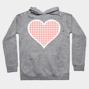 Coral and White Gingham Heart Hoodie